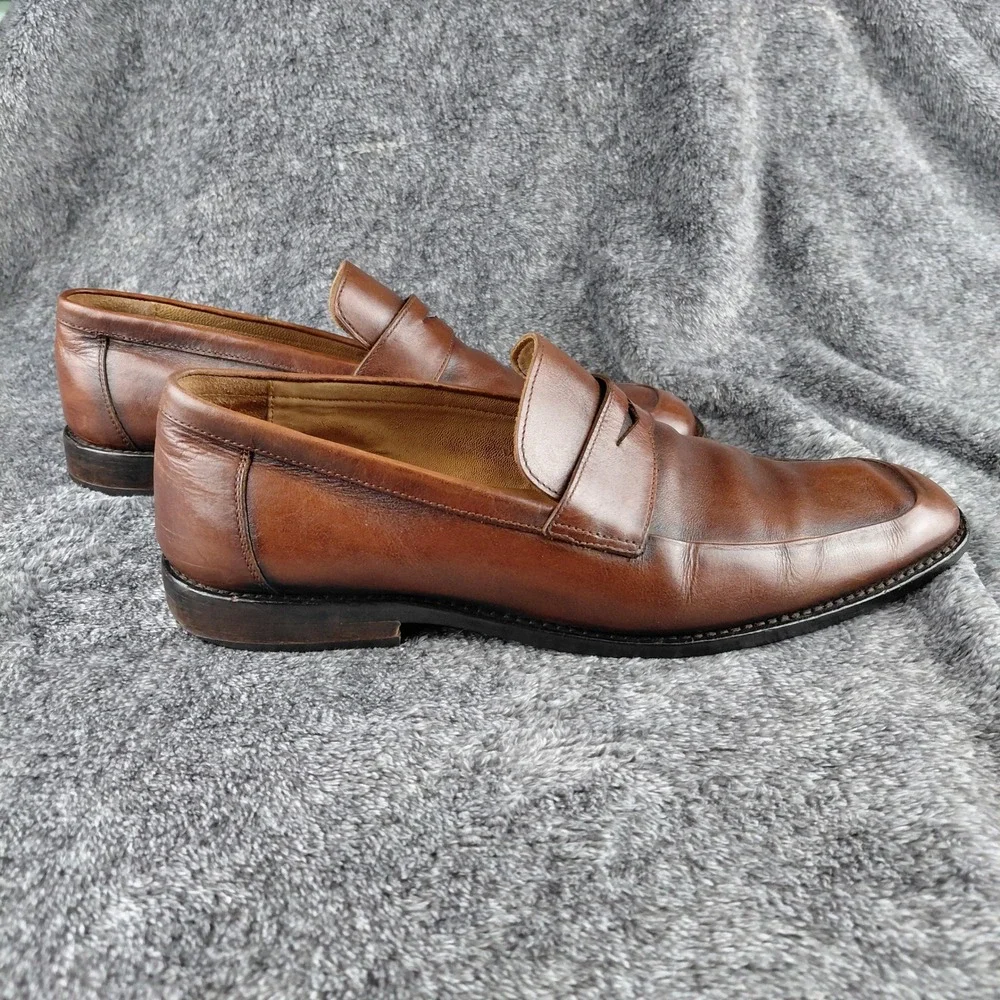 Johnston & Murphy Mens 9M Tan Leather Penny Loafers‎ Square Moc Toe 20-6563